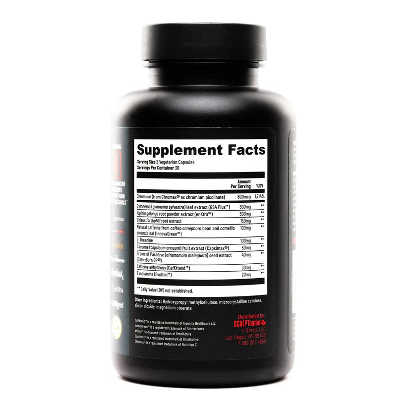 Sculpt Nation by V Shred Burn Thermogenic Fat Burner for Men & Women - 60 Natural Veggie Pills
